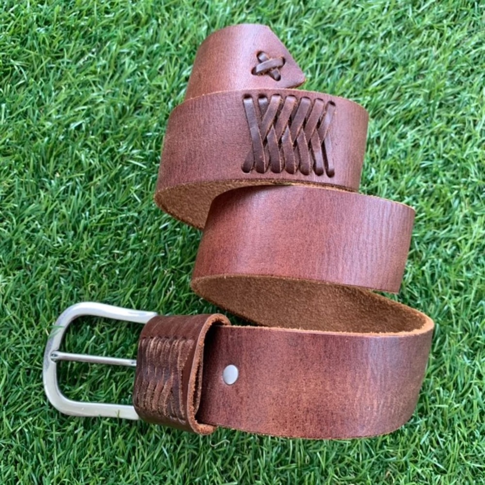 Vintage Brown Leather Belt Size Small